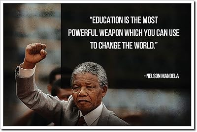 Poster of Nelson Mandela "Education is the most powerful weapon you can.. Experience shopping without stress at DIAYTAR NIGERIA's comprehensive and budget-friendly platform.