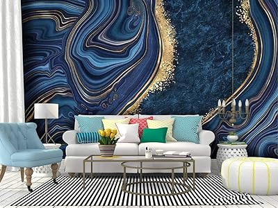 Wallpaper roll abstract sticker in blue marble, agate, granite, mosaic background with golden veins, removable decorative wall stickers, interior film for interior decoration.. From essentials to electronics, DIAYTAR Nigeria ships your order in no time.