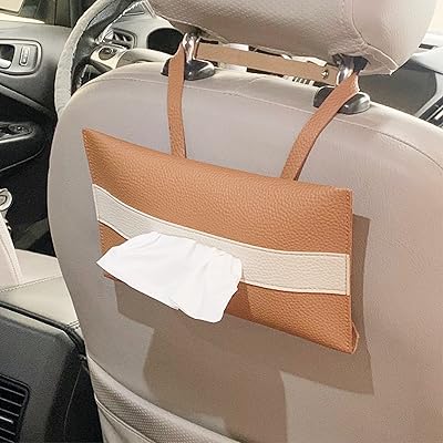 Leather flipper for car le le Art - Merry box support for car | Leather handkerchief box cover | Hanging handkerchief box (caramel).. DIAYTAR Nigeria delivers happiness in 5–8 days, no matter what you buy.