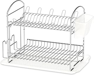 Metal dishwashing drainer with 2 simple housewares with drainer, chrome for the kitchen.. Shop efficiently with DIAYTAR NIGERIA, offering thousands of products at unbeatable prices delivered promptly.