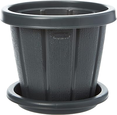 Cosmoplast - 6 inch round plastic flower pot - 6 inch with tray.. DIAYTAR NIGERIA: Your partner in affordable e-commerce with dependable delivery across Nigeria.