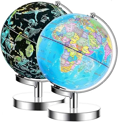 Luminous globe - 2 in 1 interactive globe with LED lighting and USB port with world map and constellations display adapted to children and adults, ideal educational toy in geography.. Why wait? Get your order in 5–8 days with DIAYTAR Nigeria.