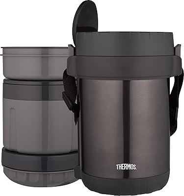 All-in-one isolated stainless steel thermos thermoser holder with spoon, dark gray.. DIAYTAR NIGERIA: Where shopping is affordable, selection is vast, and delivery is always reliable.