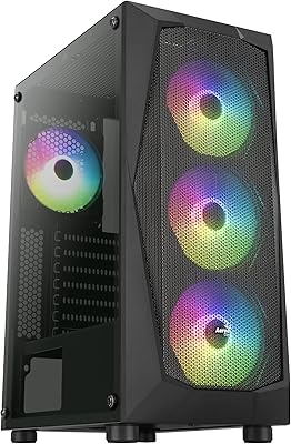 Aero Cool Falcon Atx 2pk computer housing, mesh facade, tempered glass, 4 12 cm argb fans, black, black.. DIAYTAR NIGERIA: Your gateway to affordable products delivered reliably across Nigeria.