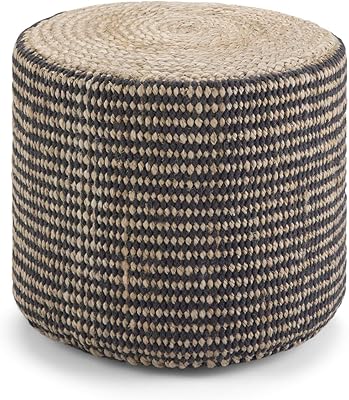 Round footrest Larissa Simply Home covered with natural braided jute by hand for living room.. Shop easy, pay less, get it fast — with DIAYTAR Nigeria.