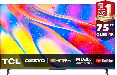 TCL 75 inch Qled Android AI Smart UHD TV with Dolby Atmos, HDR10+ and Hands -free vocal command -75C725 (1 year warranty).. Discover the convenience of DIAYTAR NIGERIA's vast product range delivered affordably in 5-8 days.