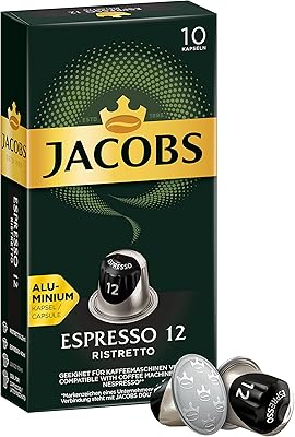 Jacobs Espresso 12 Ristretto, aluminum coffee capsules compatible with Nespresso machines - Package of 10 capsules (10 cups).. DIAYTAR NIGERIA combines affordability, variety, and convenience with nationwide delivery services.