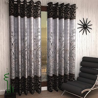Home Sizzler Porte Curtains 2 pieces in polyester, size 116 x 240 cm, brown, garden panel.. DIAYTAR NIGERIA: Your partner in affordable online retail with reliable delivery across the nation.