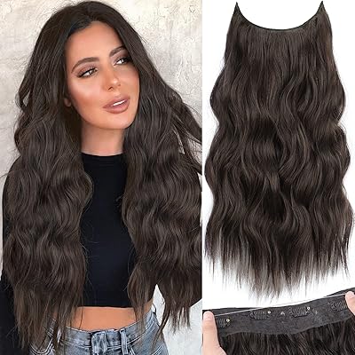 Kookastyle invisible hair extensions with transparent wire, adjustable size, 4 secure clips, long and wavy secret posthe, 20 inch, dark brown for women.. DIAYTAR NIGERIA: Where thousands of products meet affordable prices and reliable 5-8 day delivery.
