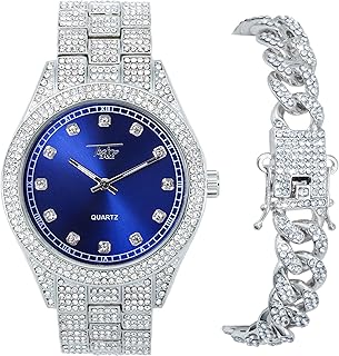 Luxury watch for men techno paved 43 mm with frozen diamonds, adjustable bracelet, quartz movement - 14 -carat gold finishing options and two -color silver, quartz movement.. Shop anytime, receive on time — only with DIAYTAR Nigeria.