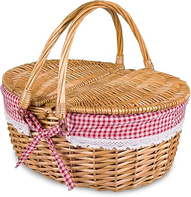 Rattan picnic basket with cover and handle basket in willow.. DIAYTAR NIGERIA: Creating access to affordable products for every Nigerian with our swift delivery service.