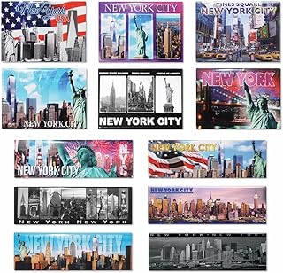 Set of 12 unique panoramic magnets for postcards - representing the Empire State Building, the Statue of Liberty, the Liberty Tower and the New York Monuments.. DIAYTAR NIGERIA: Bringing quality products to your doorstep at prices that won't break the bank.