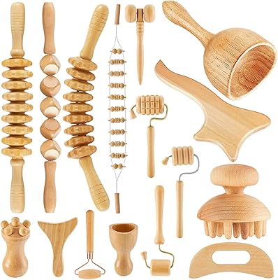 Set of therapeutic wooden massage of 16 pieces, set of therapy tools to relieve the muscle pain of the body, tools of sculpture of the face and wooden body, masseur with wooden rollers for massage of fascias.. Make every purchase count with DIAYTAR Nigeria — shop smart, shop fast.
