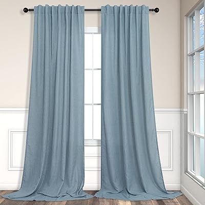 Blue and gray curtains of 96 "for the living room, pair of 2 panels, set of 2, length on the floor with pockets, curtains in semi-transparent vintage blue semi-transparent for dining room, bay window and country farm, 8 feet.. Nigeria's favorite online shopping platform, DIAYTAR offers unbeatable prices and delivery within a week.