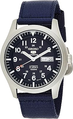 Automatic watch Seiko with fabric bracelet and analog display for men, blue and silver color, SNZG11K1K1 model.. Discover the perfect balance of price and convenience with DIAYTAR NIGERIA's nationwide e-commerce platform.