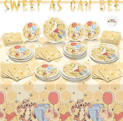 Winnie l'Ourson party supplies 16 portions Towel plateau tableware and banner.. Click, pay, receive — DIAYTAR Nigeria makes online shopping seamless.