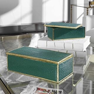 Uttermost 18723 Karis - (Lot of 2), emerald green/glossy gold leaf finish, 11.75 \ "L x 4.75 \" H x 6 \ "p.. Your one-click solution to affordable shopping, DIAYTAR NIGERIA delivers quality products nationwide.