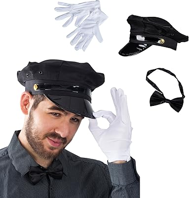 Chauder tiger costume - Limousine driver costume - Black driver hat, gloves and ties - (set of 3 rooms).. Skip the lines and shop online — DIAYTAR Nigeria delivers to your door in days.