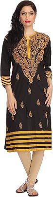 Long Kurti Indian tunic in cotton chikankari embroidered by hand for women A149691.. E-commerce made for Nigeria — fast delivery and low prices at DIAYTAR.
