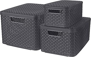 Set of 3 baskets with curver style lids, sizes S 7L, m 18L and 30L.. Shop smart, shop DIAYTAR - Nigeria's most affordable e-commerce platform with nationwide delivery.