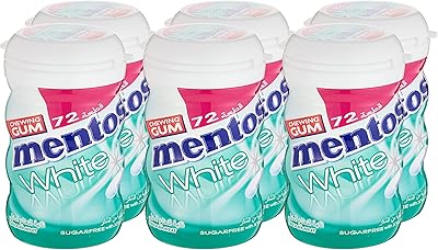 Gum without mentos sugar, white mint flavor - package of 6, (6 * 72 pieces).. DIAYTAR NIGERIA: Connecting Nigerians with their needs through our affordable and diverse marketplace.