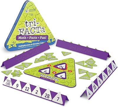 Mathematics game multiplication and Tri-Facta Homeschool division of Learning Resources, 2 to 4 players, set of 104 pieces, 8 years and over, multicolored.. DIAYTAR NIGERIA: Bringing quality products to every Nigerian home at prices everyone can afford.