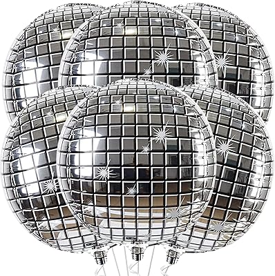 Large disco balloons for disco festive decorations from the 70s, package of 6 4D 22 "Grandes Ballons Disco Disco Argentée Metallisées, Decorations of Fête d'Entrere de la Vie de Jeunete and Anniversaire 2023.. Shop easy, pay less, get it fast — with DIAYTAR Nigeria.