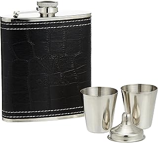 Portable stainless steel bottle of 7 oz with cups and funnel for non -oxidized acero whiskey for drinks, black.. Shop smarter with DIAYTAR Nigeria — from household essentials to electronics, we have everything you need. Plus, our delivery is fast, secure, and arrives between 5 and 8 days.