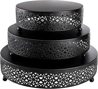Hidoma Lot of 3 black cake displays, round metal cake displays, cupcake displays for presentation of desserts, plates presenting desserts for wedding, birthday, celebration - black.. Shop with confidence at DIAYTAR NIGERIA, enjoying competitive prices and delivery within 8 days.