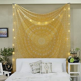 Mandala Wall Tapestry Artisanal For Bedroom - Mandala Hippie Boho Style Mandala Wall Decoration for Living Room - Yellow - 84 x 90 inches.. DIAYTAR NIGERIA: Making online shopping accessible with affordable prices and nationwide delivery service.