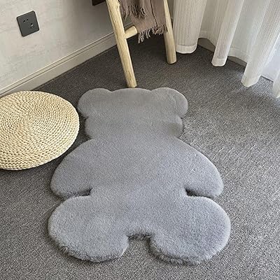 Bear carpets in soft and soft gray faux fur - Modern and silky carpets with long hairs for interior decoration - non -slip carpet for living room, bedroom, kitchen, bedside, children, children's bedrooms, 3 -color sofa cover.. Forget the long lines — DIAYTAR Nigeria is always open for shopping.