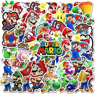 50 Super Mario Hoor Shopping Stickers in Waterproof Vinyl for Computer.. DIAYTAR NIGERIA: Where shopping dreams become reality with affordable prices and prompt shipping.