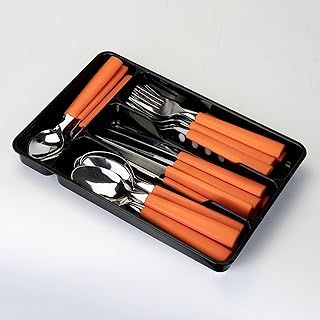 Set of shepherd's cutlery, 25 pieces - Includes knives, forks, spoons and teaspoons with covered box - Orange.. DIAYTAR NIGERIA brings affordable shopping to your fingertips with reliable delivery in less than 8 days.