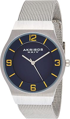 Akribos XXIV quartz watch for men, analog with stainless steel bracelet AK851BU, blue, bracelet.. Your shopping dreams realized through DIAYTAR NIGERIA's affordable platform with reliable delivery times.