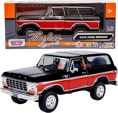 1978 Ford Bronco scale 1:24 Car Motormax SUV pressure 79371 (black with red).. Discover endless possibilities with DIAYTAR NIGERIA's comprehensive selection and reliable shipping.
