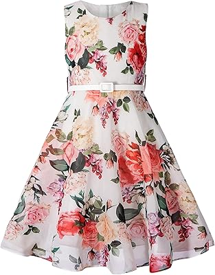 Evening dresses for children Bonnie Bailey with a classic design, elegant floral print for 8-9 years in the shape of a flower with the letter C.. DIAYTAR NIGERIA revolutionizes e-commerce with our affordable prices and dependable delivery timeframes.