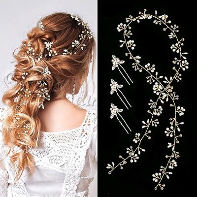 The White Shop Bridal Hair Accessories Crystal for Wedding Day, Extra Long Pearls and Crystal Hair Accessories for Women and Girls, Hair Accessories.. DIAYTAR NIGERIA makes quality accessible to all with our affordable prices and quick delivery service.