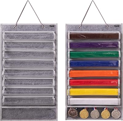 Beariado Taekwondo martial karate belt display attached to the wall for 8 belts, can contain 5 medals.. DIAYTAR Nigeria: Where affordability meets fast and reliable e-commerce service.