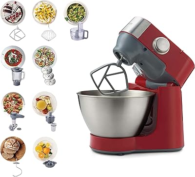 Prospero 900 W kitchen drummer with 4.3 l stainless steel bowl, K-shaped mixer, whisk, paste mixer, glass mixer, food processor, meat chopper and juice, red, km241002, from Kenwood.. DIAYTAR NIGERIA makes quality accessible with our extensive catalog and competitive delivery rates.