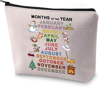 A makeup bag with the “month of year” sentence for home school teachers for 12 months in English, a gift in English, months of the year.. DIAYTAR NIGERIA: Your affordable gateway to thousands of products delivered within a week.