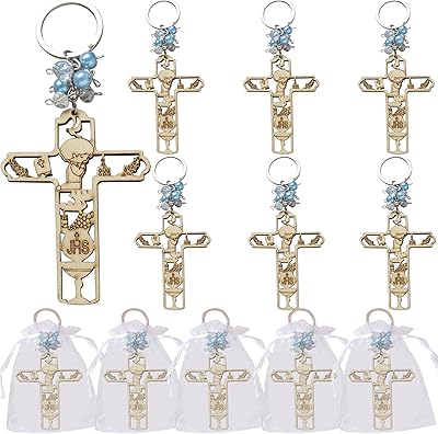 12 pieces of wooden keychain for the first communion of a boy.. DIAYTAR Nigeria: Great value, fast delivery, and endless options.