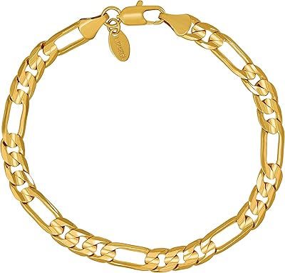 AMR Jewelers Figaro Bracelet 7 mm thick, 24 -carat gold plated chain for men and women, delivered in a gift cover with life replacement guarantee 7, 8 and 9 inch.. DIAYTAR NIGERIA: Connecting Nigerians with their needs through our affordable and diverse marketplace.