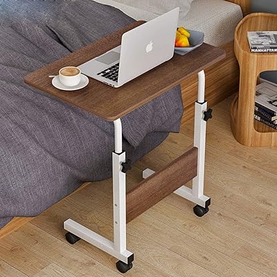 Showway 60x40 mobile laptop table, adjustable height on sofa bed, computer desktop, rotary workstation, laptop table for home desk, brown, 60x40 cm, bstable01.. DIAYTAR NIGERIA: Where smart shoppers find everything they need at prices they can afford.