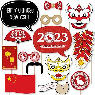 Set of accessories for Photomaton Big Dot of Happiness 2021 from the Chinese New Year - 20 pieces.. DIAYTAR NIGERIA revolutionizes online shopping with competitive prices and reliable 5-8 day delivery.