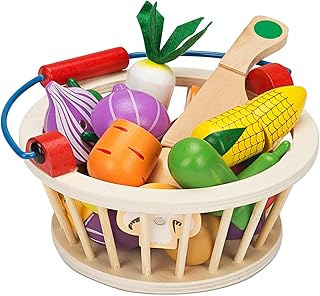 Set of Wooden Wooden Magnetic Toys to cut fruits, vegetables and foods with children's baskets (vegetables).. DIAYTAR NIGERIA: Your affordable gateway to thousands of products shipped nationwide within the week.