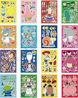 16 sheets of stickers for facial to make and match for children, gifts for festivals, awards, birthdays, parties, manual work, festive gifts for children (cartoon).. Your shopping needs fulfilled through DIAYTAR NIGERIA's extensive selection and nationwide delivery.