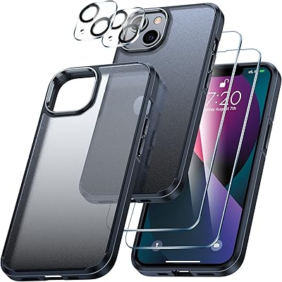 LK iPhone 13 5G case [5 in 1] 2-piece tempered glass screen protector + 2 camera lens protectors, matt finish, full protection, anti-shock and anti-scratch.. Experience convenient online shopping on DIAYTAR Nigeria — wide selection and affordable delivery.
