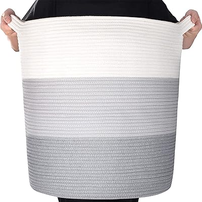 Basket in cotton rope and woven baskets for storage, cotton rope laundry basket, foldable woven clothing basket for storage of blankets, organization of the laundry room and storage of the bedroom, large round basket.. Make shopping fun and stress-free with DIAYTAR Nigeria.