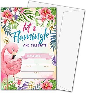 Children's birthday invitation cards with envelopes - Virgins Invitation Cards in Summer Pink Flaming Style, Party supplies for children and adolescents, 20 invitations with envelopes - A017.. DIAYTAR NIGERIA: Making online shopping accessible with affordable prices and nationwide delivery service.