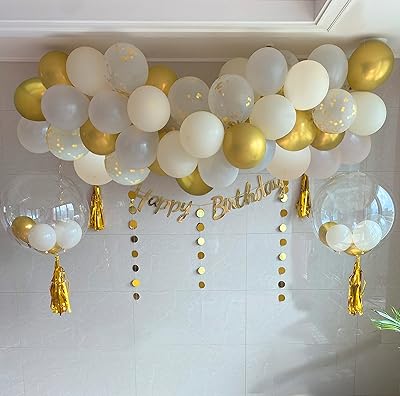 64 golden balloons for birthday party, Ramadan decoration kit/Balloons arch/transparent balloons/Kit kit of letters/confetti/accessories balloons.. Shop from thousands of products at DIAYTAR NIGERIA and enjoy budget-friendly nationwide delivery.